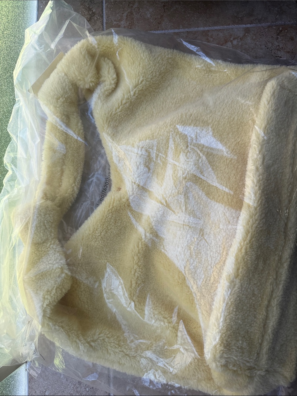 Anthropologie Love Knot Slouchy Bag & Zipper Pouch Sherpa Fleece Lemon Yellow - Picture 6 of 12